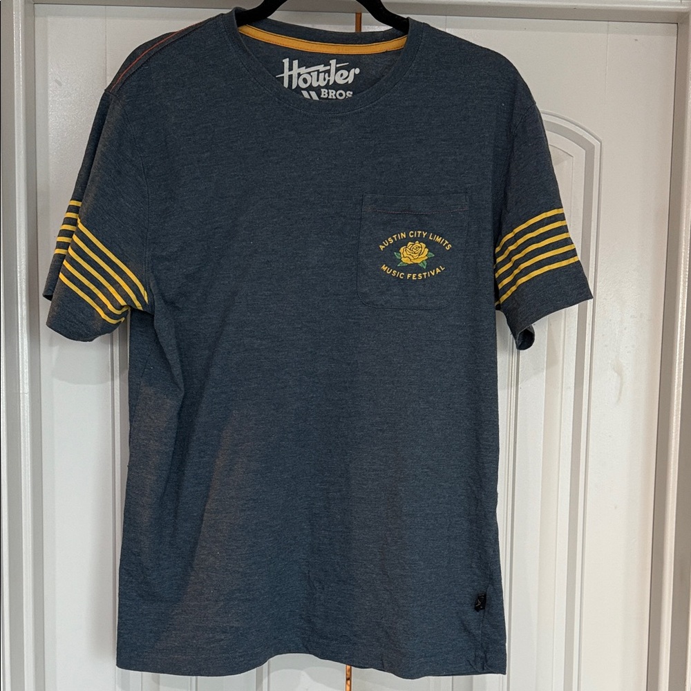 Austin city limits Navy and Yellow Striped Tee
